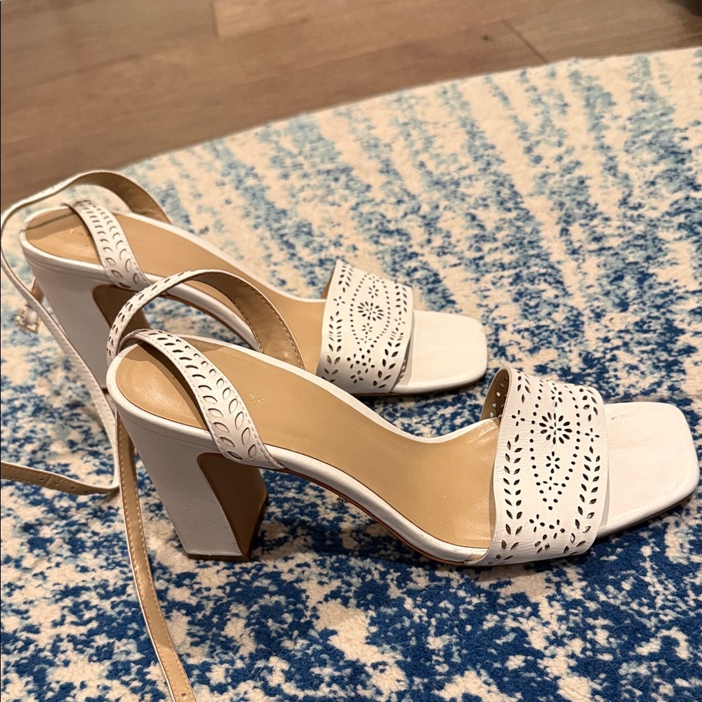 Ann Taylor White Heeled Sandals